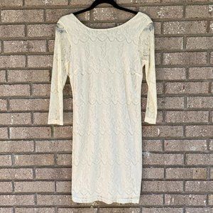 PINS AND NEEDLES Cream Lace Scoop Back Lined Dress
